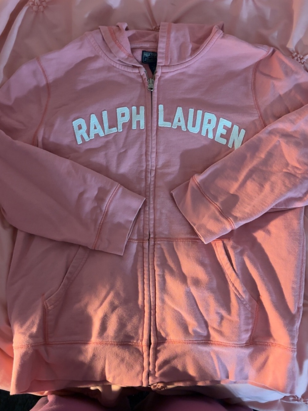Ralph Lauren Women’s Light Pink Zip Hoodie with Logo